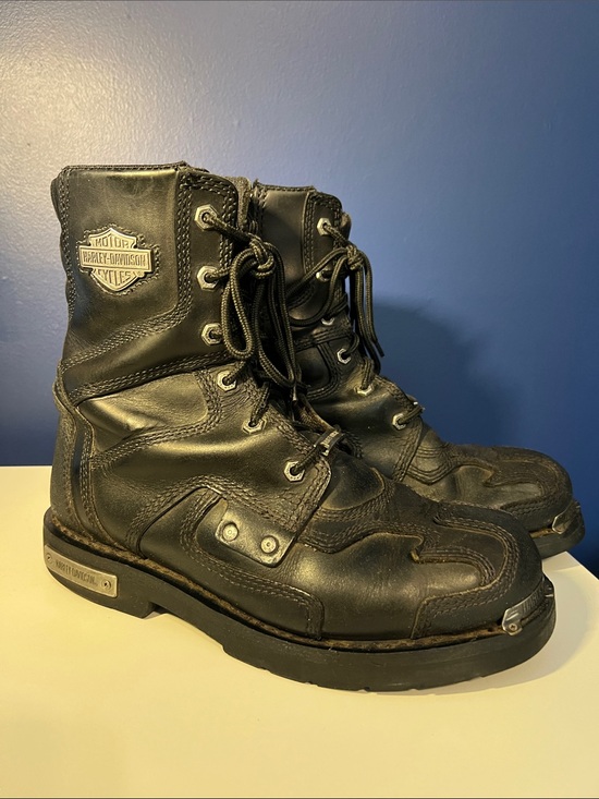 Harley-Davidson Other - Harley-Davidson Black Leather Lace-Up Riding Boots with Metal Accents